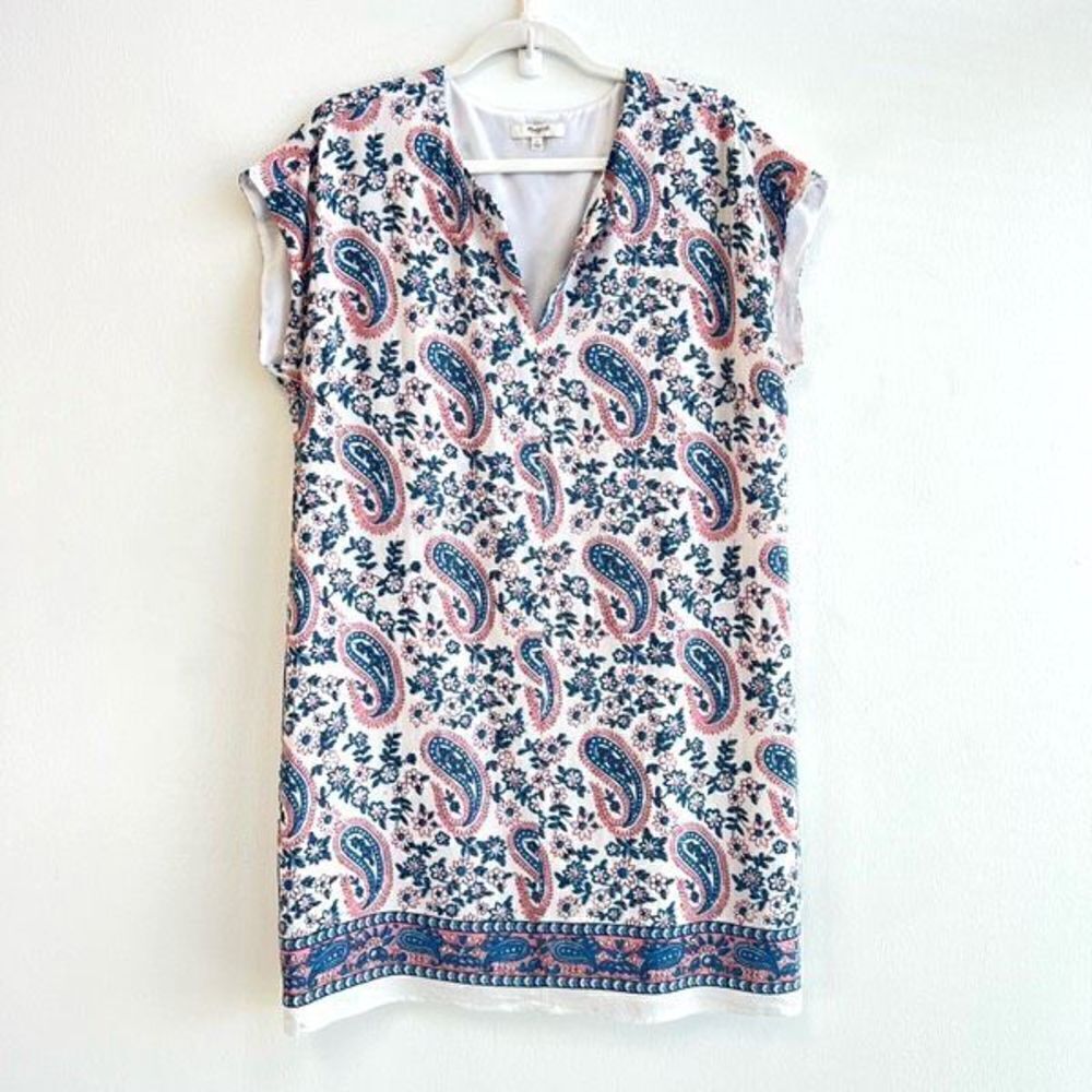 Madewell Women’s Large 100% Silk Tunic T-Shirt Dress Knee Length Midi V Neck